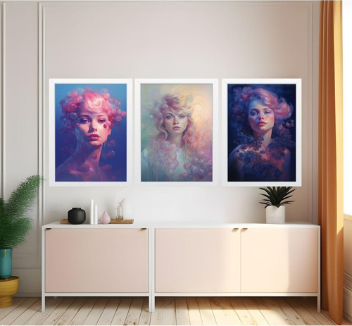 Modern Tarz Mdf Plastik Çerçeveli 3'Lu Dekoratif Tablo 43
