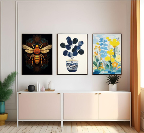 Modern Tarz Mdf Plastik Çerçeveli 3'Lu Dekoratif Tablo 119