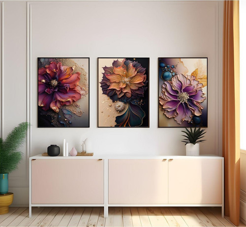 Modern Tarz Mdf Plastik Çerçeveli 3'Lu Dekoratif Tablo 18