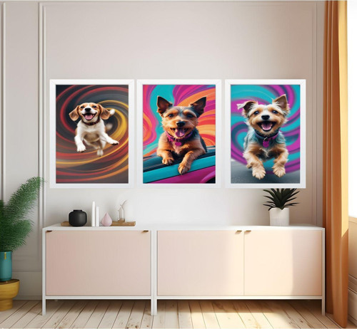 Modern Tarz Mdf Plastik Çerçeveli 3'Lu Dekoratif Tablo 04