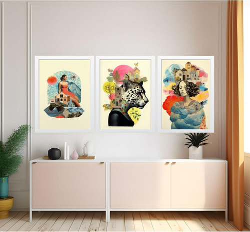 Modern Tarz Mdf Plastik Çerçeveli 3'Lu Dekoratif Tablo 120