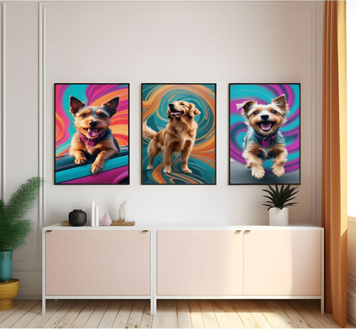 Modern Tarz Mdf Plastik Çerçeveli 3'Lu Dekoratif Tablo 61