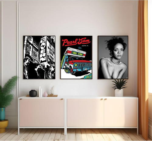 Modern Tarz Mdf Plastik Çerçeveli 3'Lu Dekoratif Tablo 207