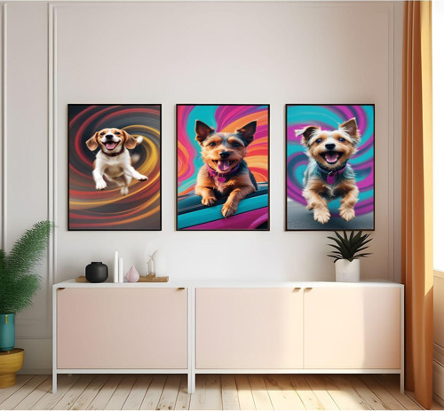 Modern Tarz Mdf Plastik Çerçeveli 3'Lu Dekoratif Tablo 04