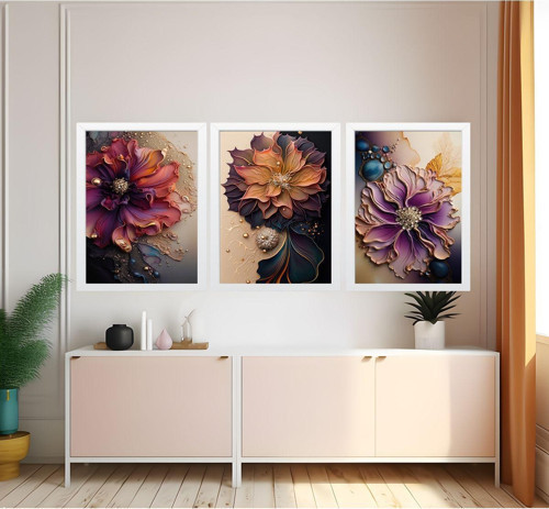Modern Tarz Mdf Plastik Çerçeveli 3'Lu Dekoratif Tablo 18