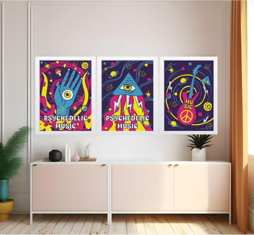 Modern Tarz Mdf Plastik Çerçeveli 3'Lu Dekoratif Tablo 178