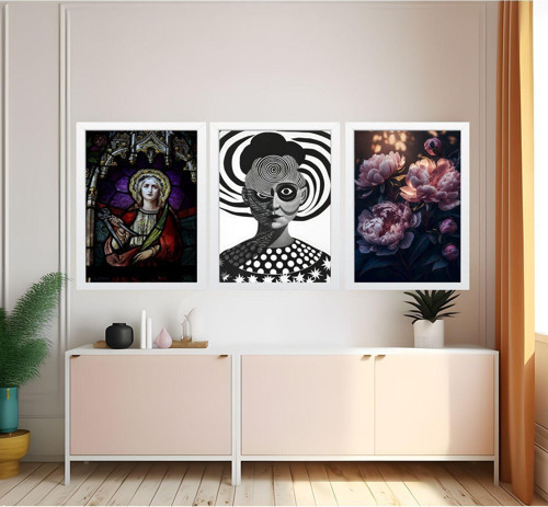 Modern Tarz Mdf Plastik Çerçeveli 3'Lu Dekoratif Tablo 97