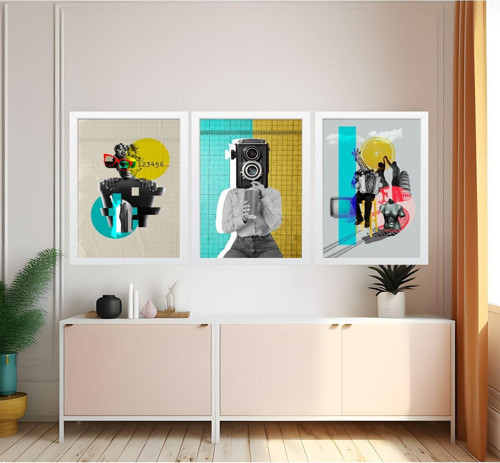 Modern Tarz Mdf Plastik Çerçeveli 3'Lu Dekoratif Tablo 29