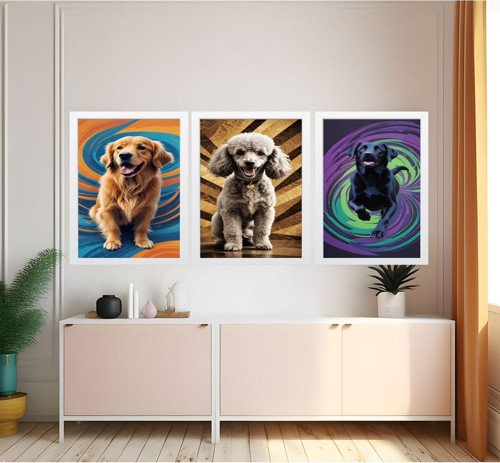 Modern Tarz Mdf Plastik Çerçeveli 3'Lu Dekoratif Tablo 63