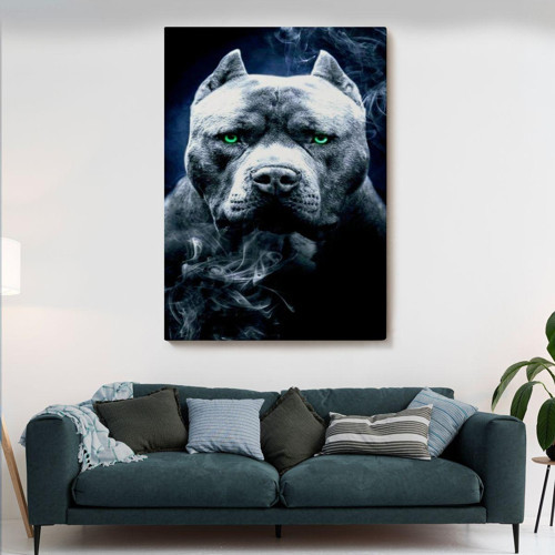 Özel Tasarım, Dekortif Baskı pit Bull Yeşil Gözlü Amerikan Bully Köpek Kanvas Tablo-5259