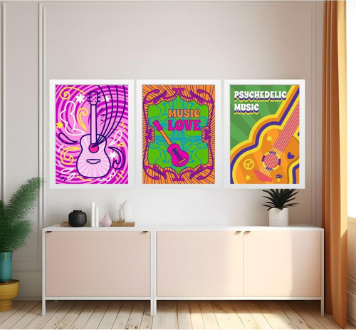 Modern Tarz Mdf Plastik Çerçeveli 3'Lu Dekoratif Tablo 200