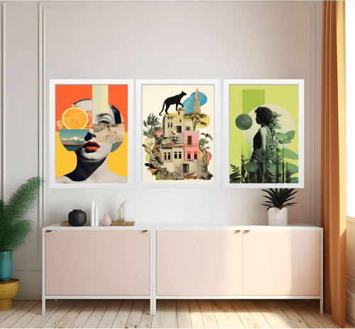 Modern Tarz Mdf Plastik Çerçeveli 3'Lu Dekoratif Tablo 109