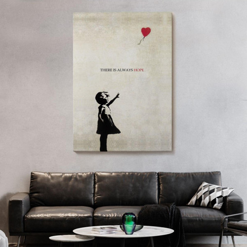 Özel Tasarım, Dekortif Baskı banksy Kırmızı Balonlu Kız Dekoratif Modern Kanvas Tablo-4962