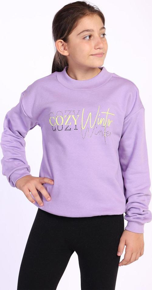 Toontoy Kız Çocuk Balıkçı Yaka İçi Pamuklu Sweatshirt