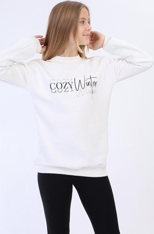 Toontoy Kız Çocuk Balıkçı Yaka İçi Pamuklu Sweatshirt