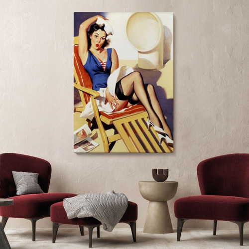 Özel Tasarım, Dekortif Baskı sailor Pin Up Dekoratif Duvar Tablosu - Denizci Kız-6459