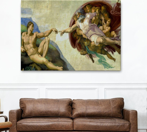 Özel Tasarım, Dekortif Baskı ademin Yaratılışı Tablosu - The Creation Of Adam-6631
