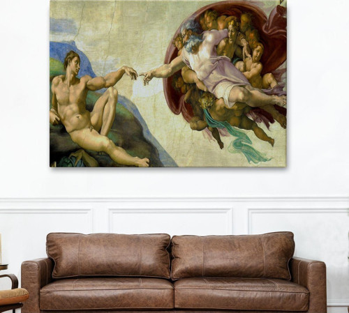 Özel Tasarım, Dekortif Baskı ademin Yaratılışı Tablosu - The Creation Of Adam-6631