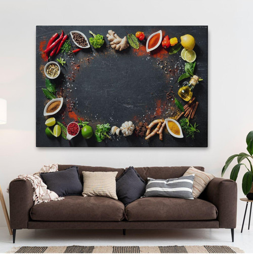Özel Tasarım, Dekortif Baskı mutfak Masasındaki Baharatlar Dekoratif Kanvas Duvar Tablosu-3727