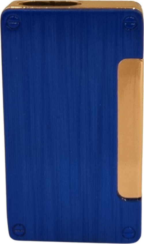 PremiumQuality Fırçalı Mavi-Gold Çift Torch Pürmüz Metal Puro Çakmağı