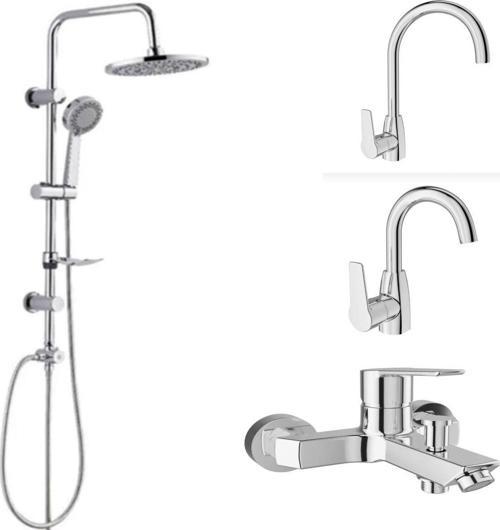 Mare Banyo+Döner Lavabo +Mutfak Bataryası Ve Tema 53230 Tepe Duş Seti