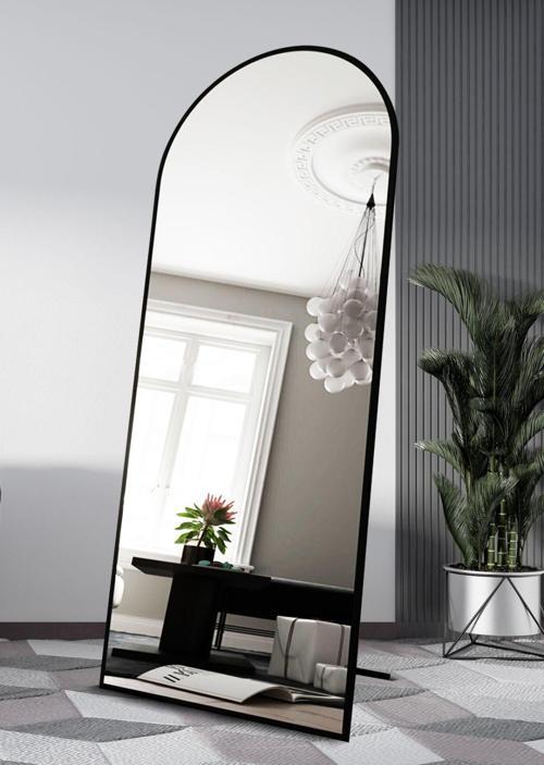 180x70 Cm Siyah Metal Çerçeveli Influencer Ve Ayaklı Boy Aynası 70x180 cm