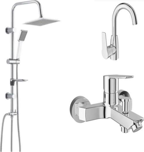 Mare Banyo + Döner Lavabo Bataryası Ve Tema 53260 Raın Pratik Tepe Duş Seti