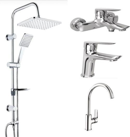 Tandem Banyo+Lavabo+Mutfak Bataryası Ve Tema 53242 Tepe Duş Seti