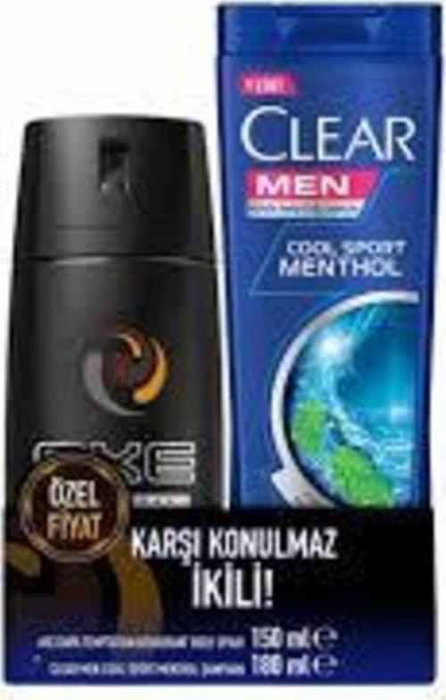 Erkek Deodorant Sprey Dark Temptation 150 Ml + Clear Men Sporth Menthol 180 Ml