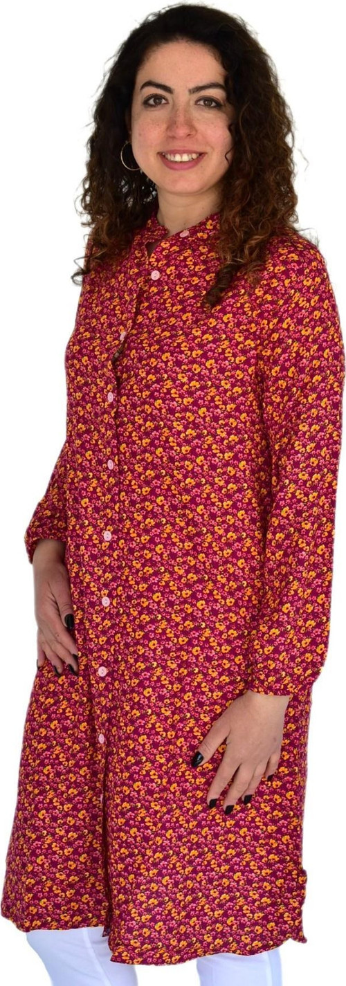 Kadın Uzun Çiçek Baskılı Desen Viscon Bluz BGL-ST04290