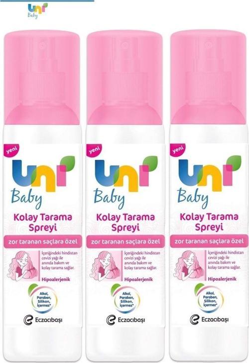 Uni Baby Kolay Saç Tarama Spreyi 200Ml (3 Lü Set) Zor Taranan Saçlara Özel