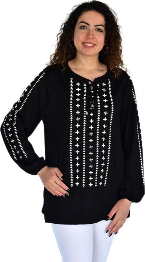 Kadın Ok Baskılı Desen Viscon Bluz BGL-ST04289