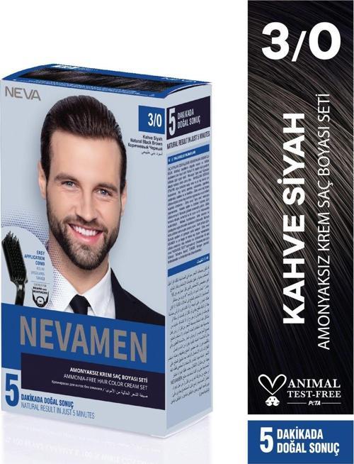 3/0 Natural Black Brown - Kahve Siyah Amonyaksız Krem Saç Boyası Seti