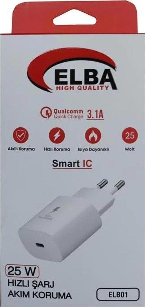 Elb42 Beyaz 25W Şarj Kafa+ İphone Kablo Usb-C Pd3.0-Qc4.0Akım Koruma-Hızlı Şarj