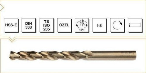 Makine Takım HSS-E Altın Seri İnox Delme Matkap Ucu 6 mm