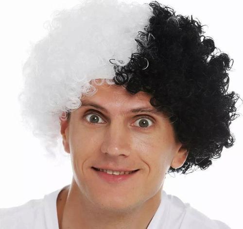 Siyah Beyaz Kıvırcık Afro Bonus Peruk Taraftar Bonus Saç