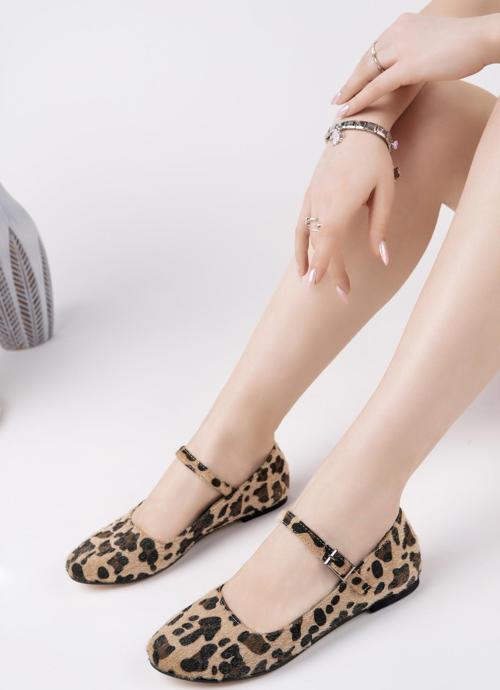 JENNİFER Tek Bantlı Leopar Desenli Kadın Günlük Babet