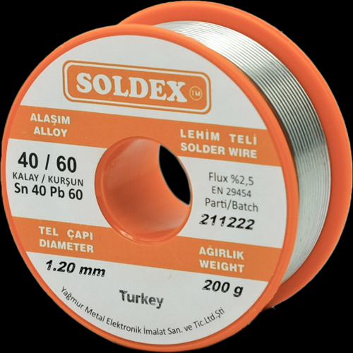 Kurşunlu Lehim Teli 1.2mm 200Gr | Sn40 Pb60