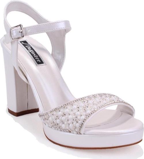 DZA07-337140 Sedef Boncuklu  Platform Topuklu Kadın Ayakkabı