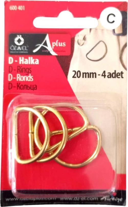 20 Mm 4 Adet D- Halka Sarı Metal Renkli Çanta Aksesuarı 600 401