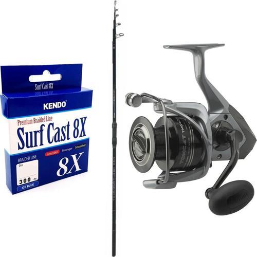 YekOutdoor Profesyonel Surf Olta Seti Okuma Ceymar Tele surf 4.30M 6 Parça Surf Kamışı&Okuma Tomcat TMC-8000 6+1bb Olta 