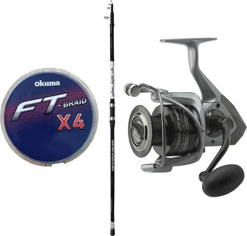 YekOutdoor Surf Oltası Seti Okuma Aria Tele Surf 3,90 cm 100-200 gr Surf Kamışı&Okuma Tomcat TMC-8000 (4.8:1) 6+1bb Olta