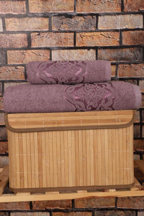 2 Parça Banyo Havlu Takımı %100 Pamuklu Şah Desen