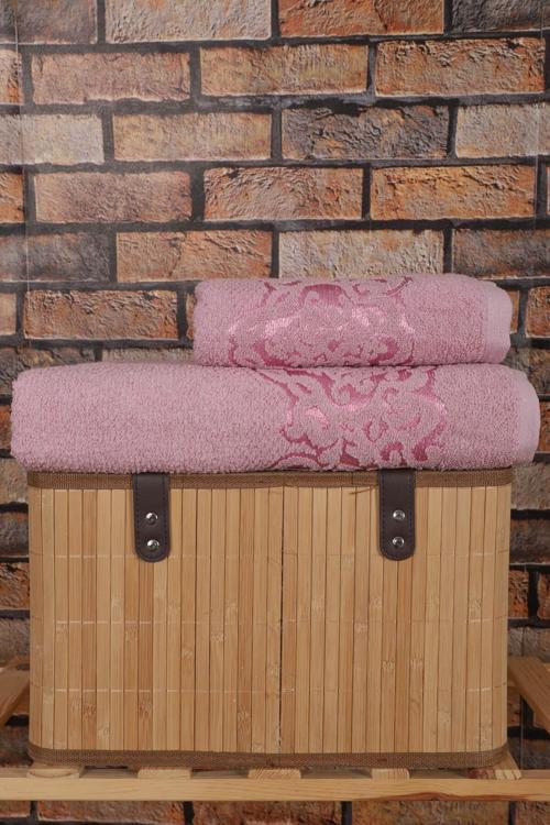 2 Parça Banyo Havlu Takımı %100 Pamuklu Şah Desen