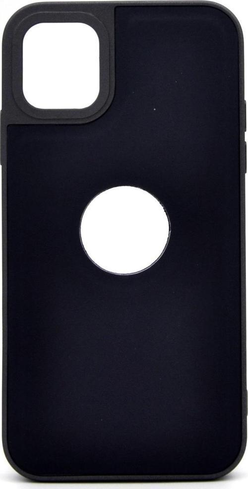 iPhone 11 Uyumlu Deri Görünümlü Sert Kapak Kılıf Antrasit Füme