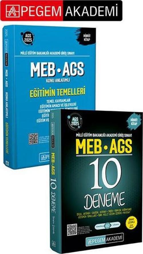 PEGEM AKADEMİ  2025 MEB-AGS Tamamı Çözümlü 10 Deneme + 2025 MEB-AGS Konu Anlatımlı-Eğitimin Temeller