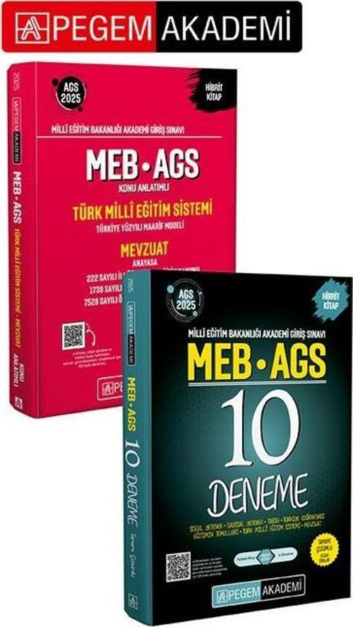 PEGEM AKADEMİ 2025 MEB-AGS Tamamı Çözümlü 10 Deneme + 2025 MEB-AGS Konu Anlatımlı Türk Milli Eğitim 