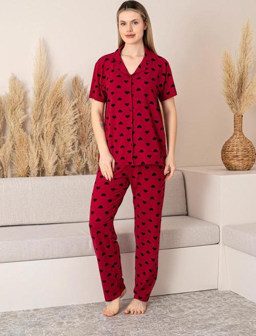 Kısa Kollu Milan Gömlek Pijama Takımı- Genç Anne Serisi