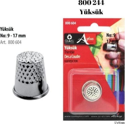 Kapalı Metal Yüksük, Terzi Yüksüğü 17 Mm No:9 800 244