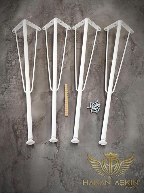 70 Cm Metal Beyaz Masa Firkete Ayağı Ve Takımı 4 Lü